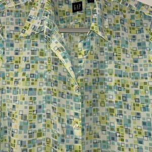 GAP Women’s Casual chiffon soft with Blue and Green Squares